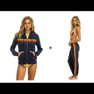 Aviator nation 5 Stripe sweatshirt and sweatpants